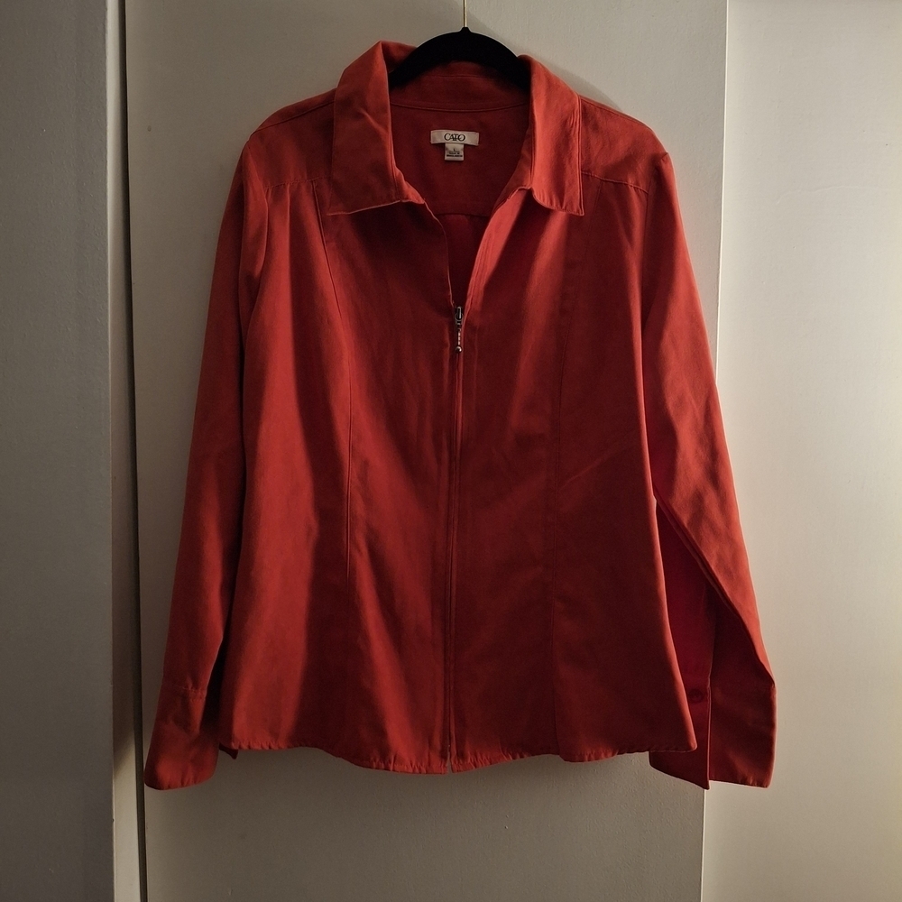 Cato Women's Bold Red Sueded Utility Jacket